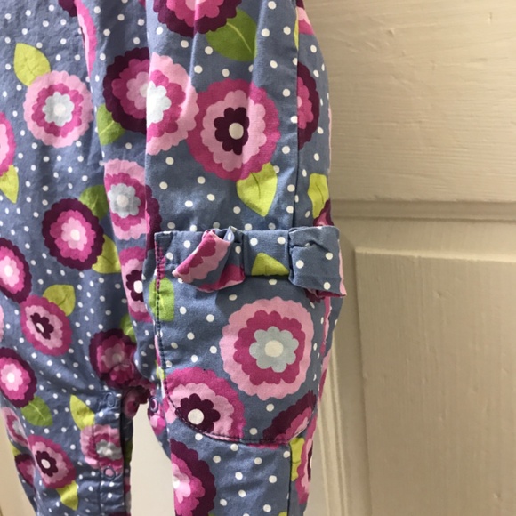 Gymboree Blue Polka-dot with Pink Flower Overalls - Picture 3 of 8